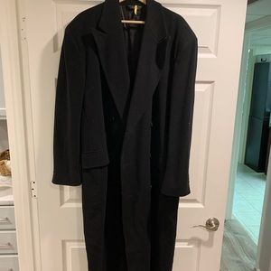topcoat full length Joseph Abboud  black pure sod wool double breasted beautiful